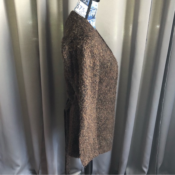 A.M.I. Knit Long Sleeve Open Front Tie Front or Back Cardigan Sweater - Picture 4 of 12